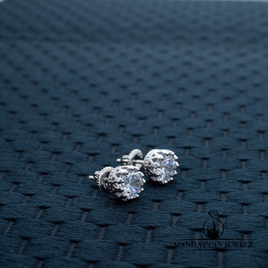 Real Silver CZ Stud Earrings # 927151