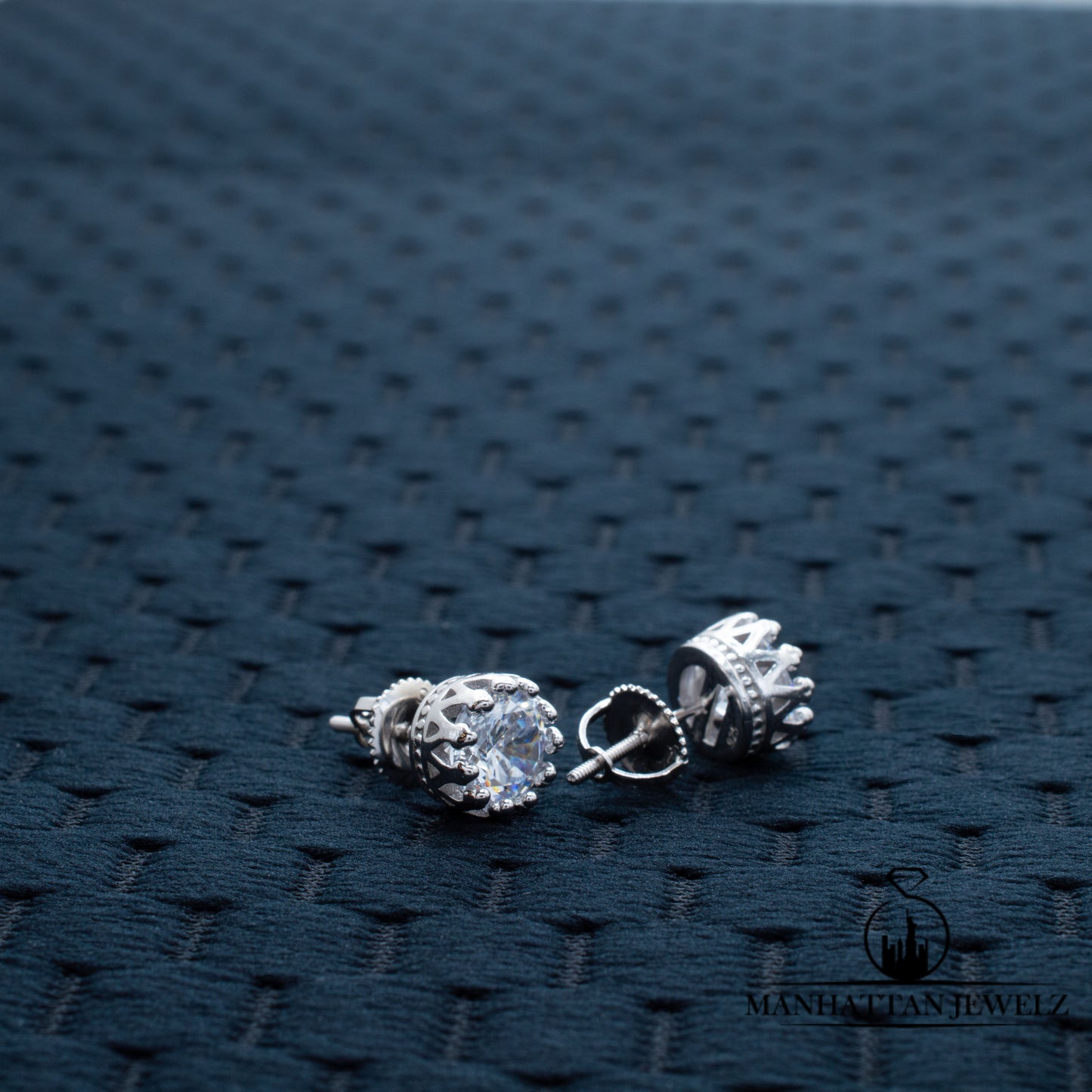 Real Silver CZ Stud Earrings # 927151