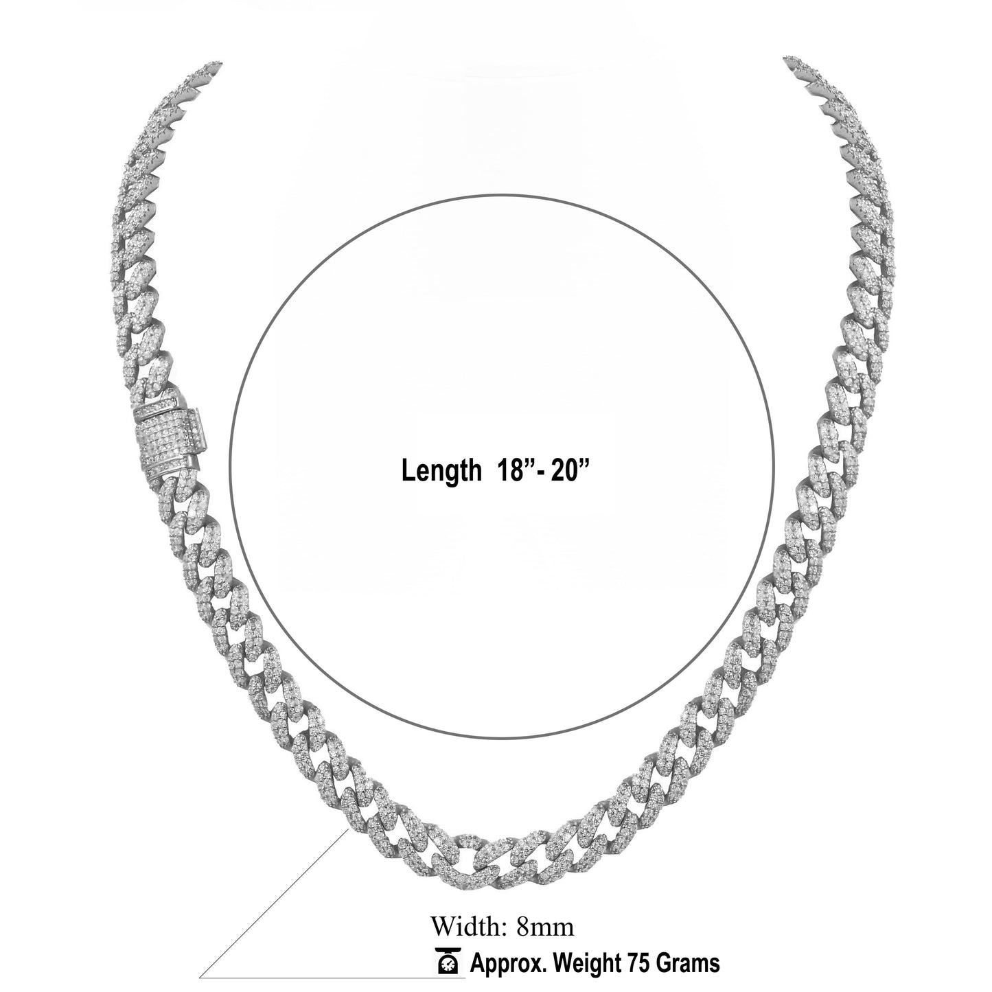 REAL SILVER MOISSANITE MIAMI CUBAN 8MM