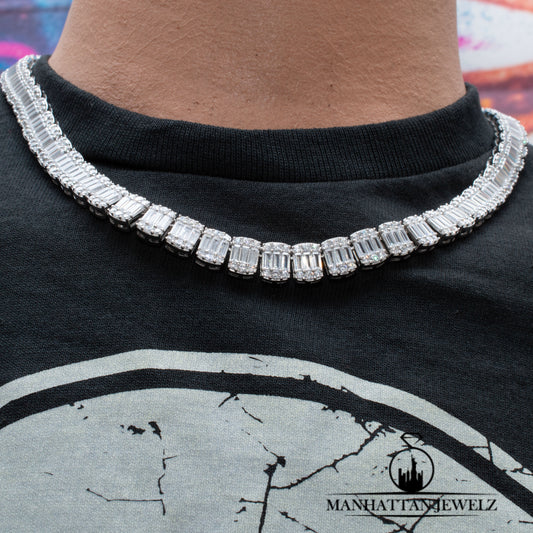 Real Silver Baguette Necklace # 9215811