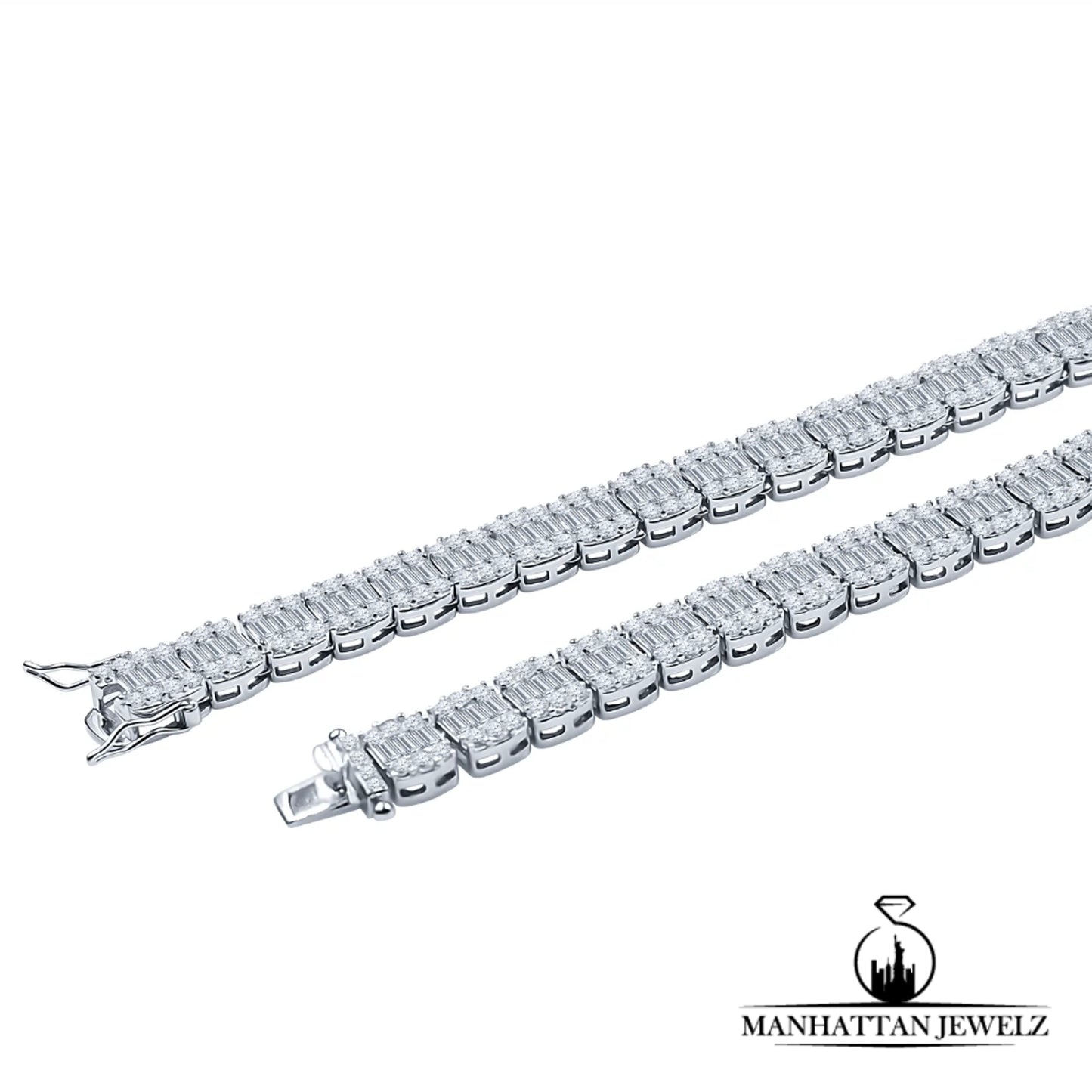 Real Silver Baguette Necklace # 9215811