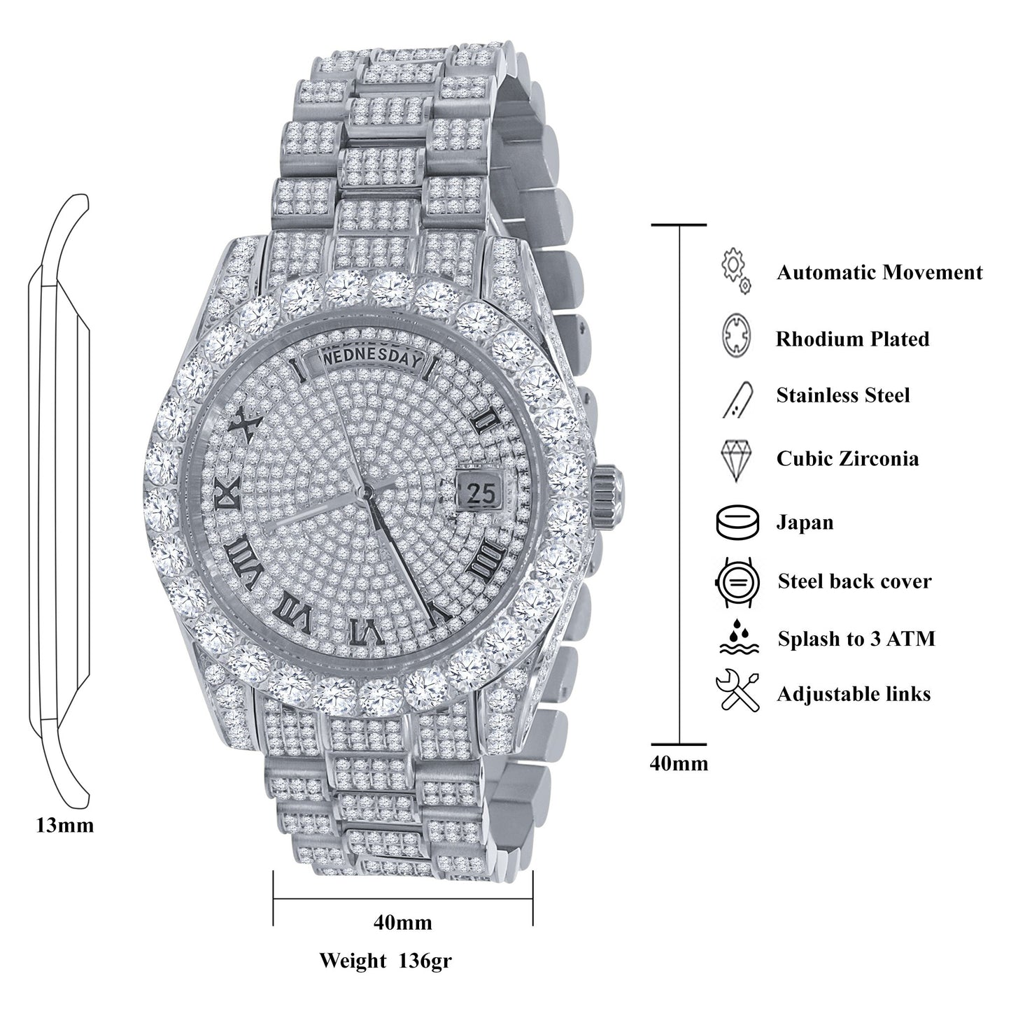 STEEL FULL CZ WATCH I 100068