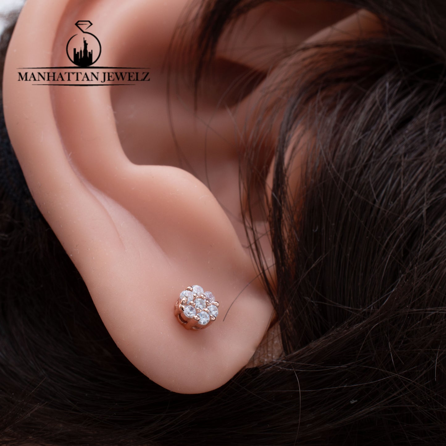 Real Silver CZ Flower Earring # 9210725
